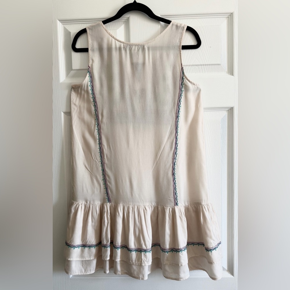 American Rag Cream Dress with Purple and Green Embroidery - Picture 2 of 4